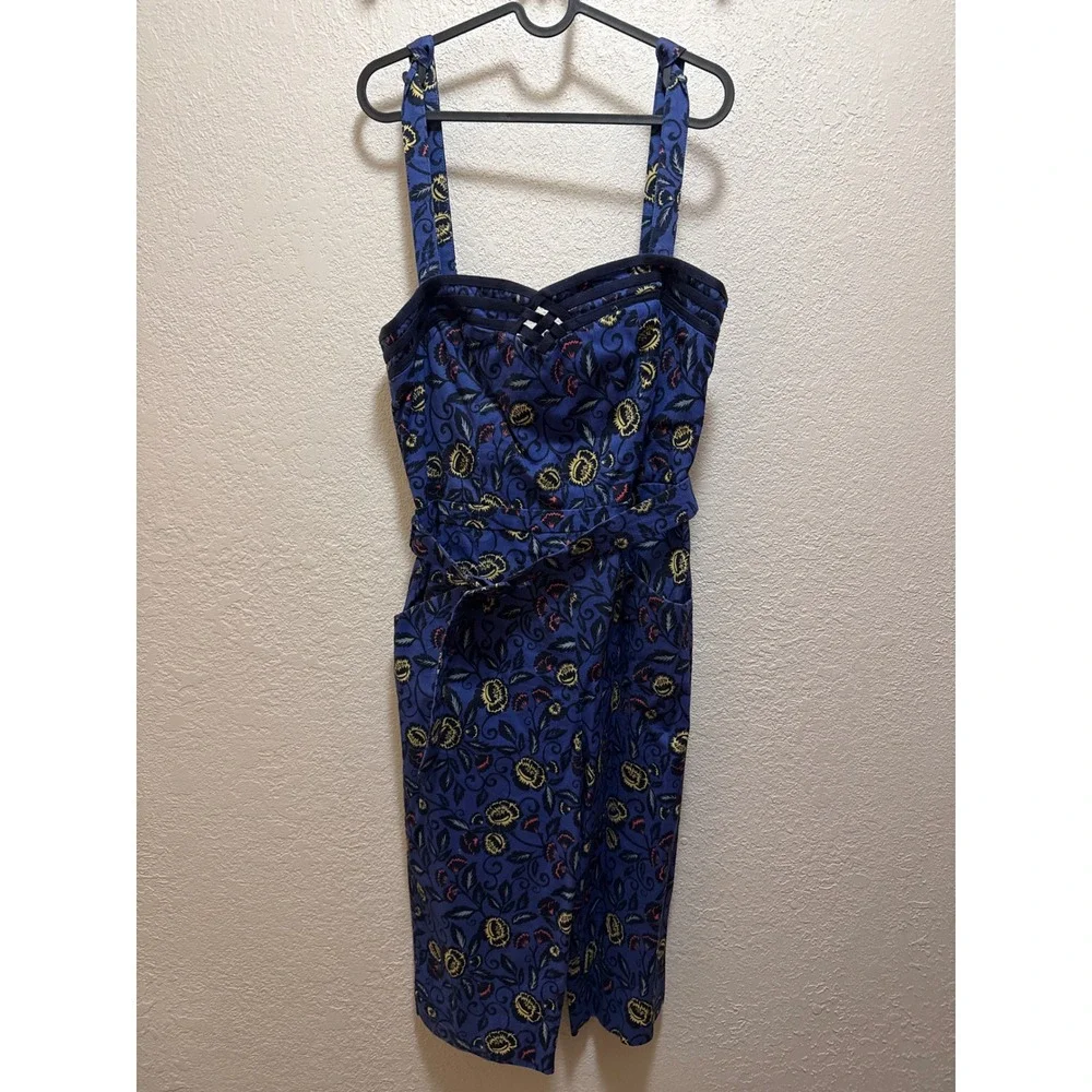 Cartonnier‎ by Anthropologie Jumpsuit Blue Floral Print Wide Leg crop Size 10